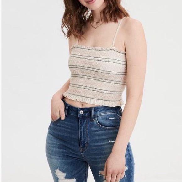 American Eagle Outfitters Tops - NWT AEO American Eagle Smocked Crop Tube Top M